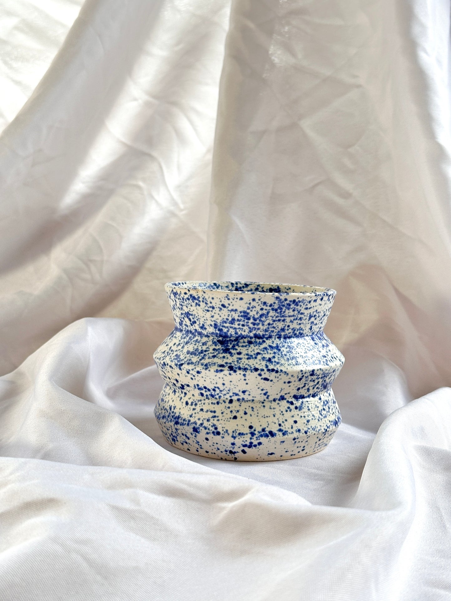 blue speckle angular vase