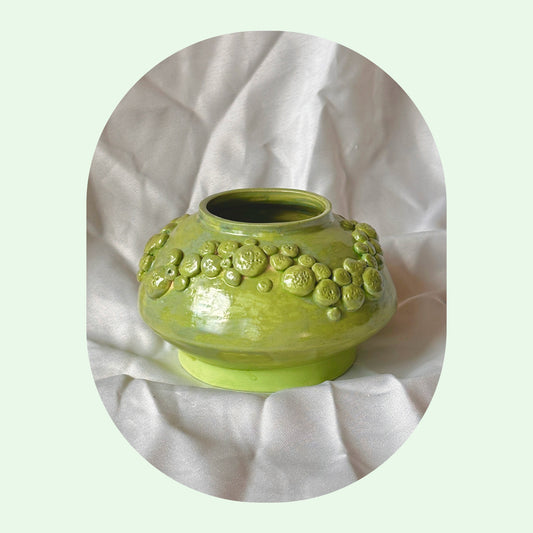 green mossy textured vase