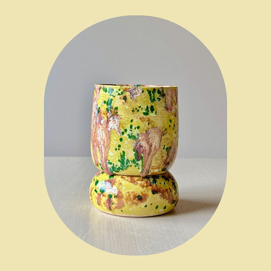 green tiered plant pot