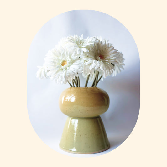 green mushroom vase