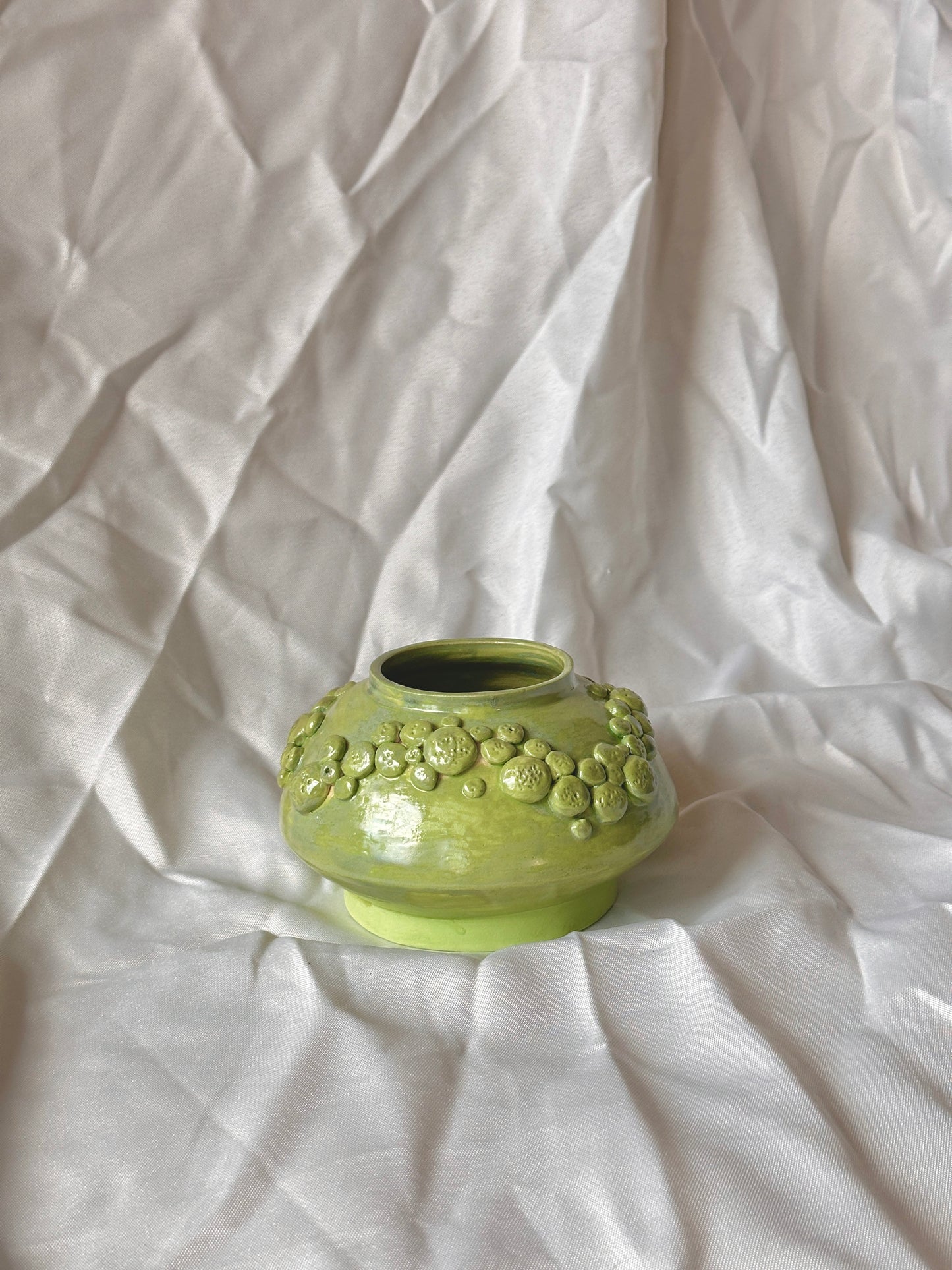 green mossy textured vase