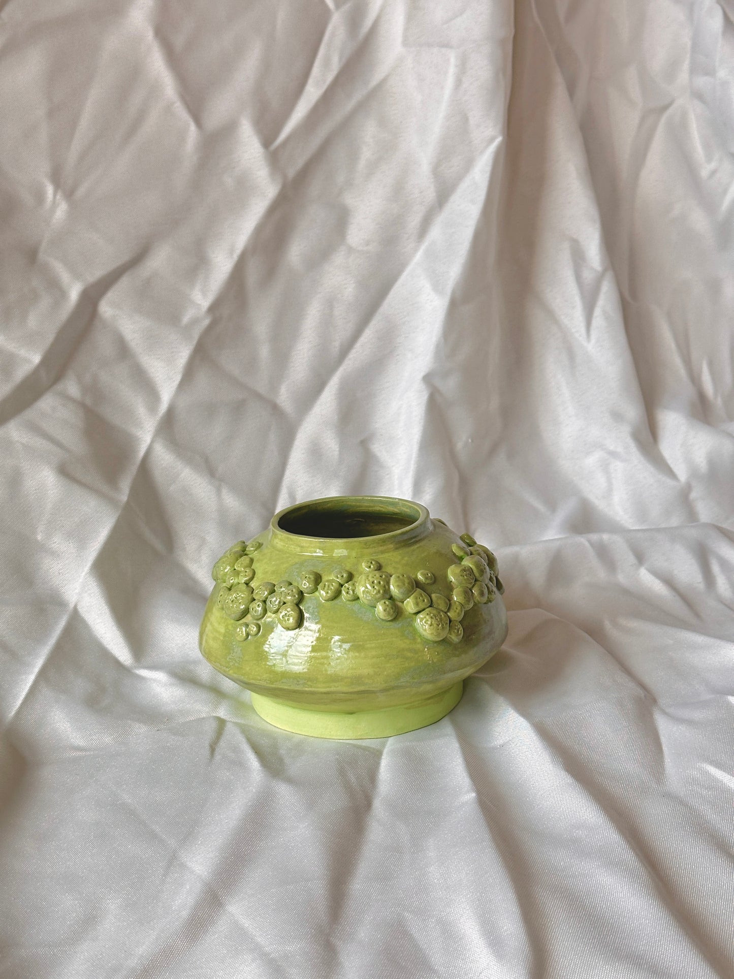 green mossy textured vase