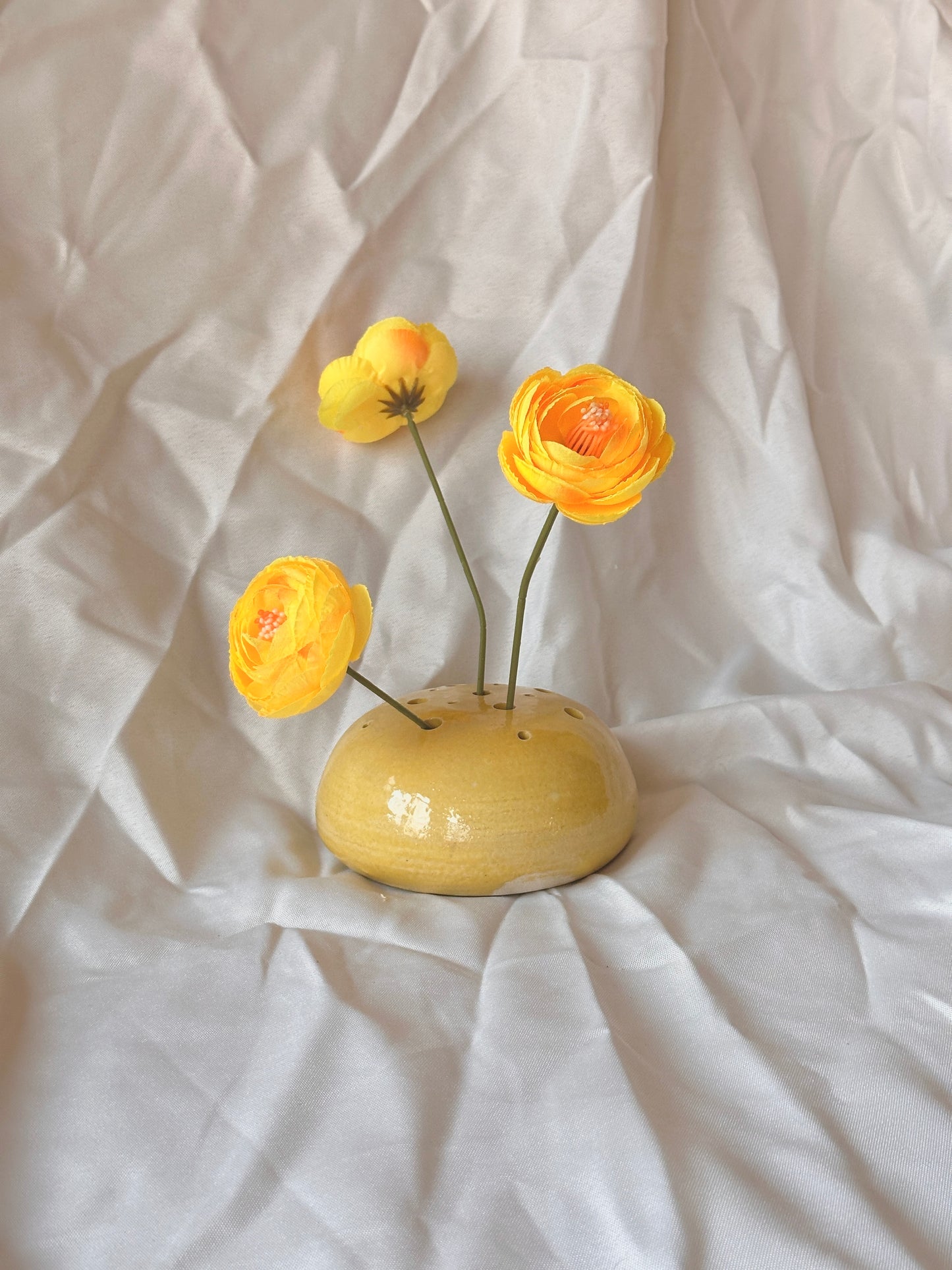 yellow flower frog vase