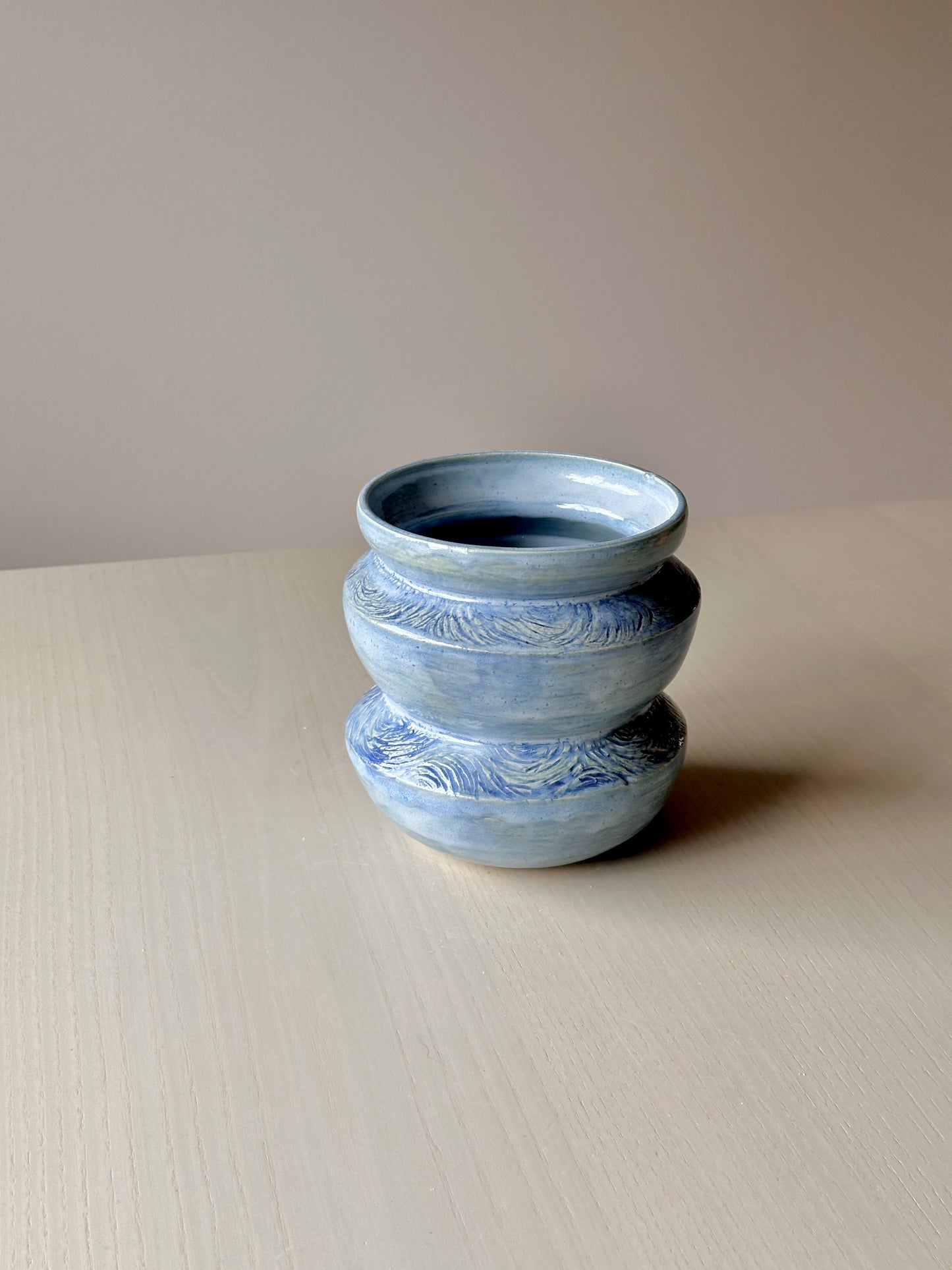 blue carved vase