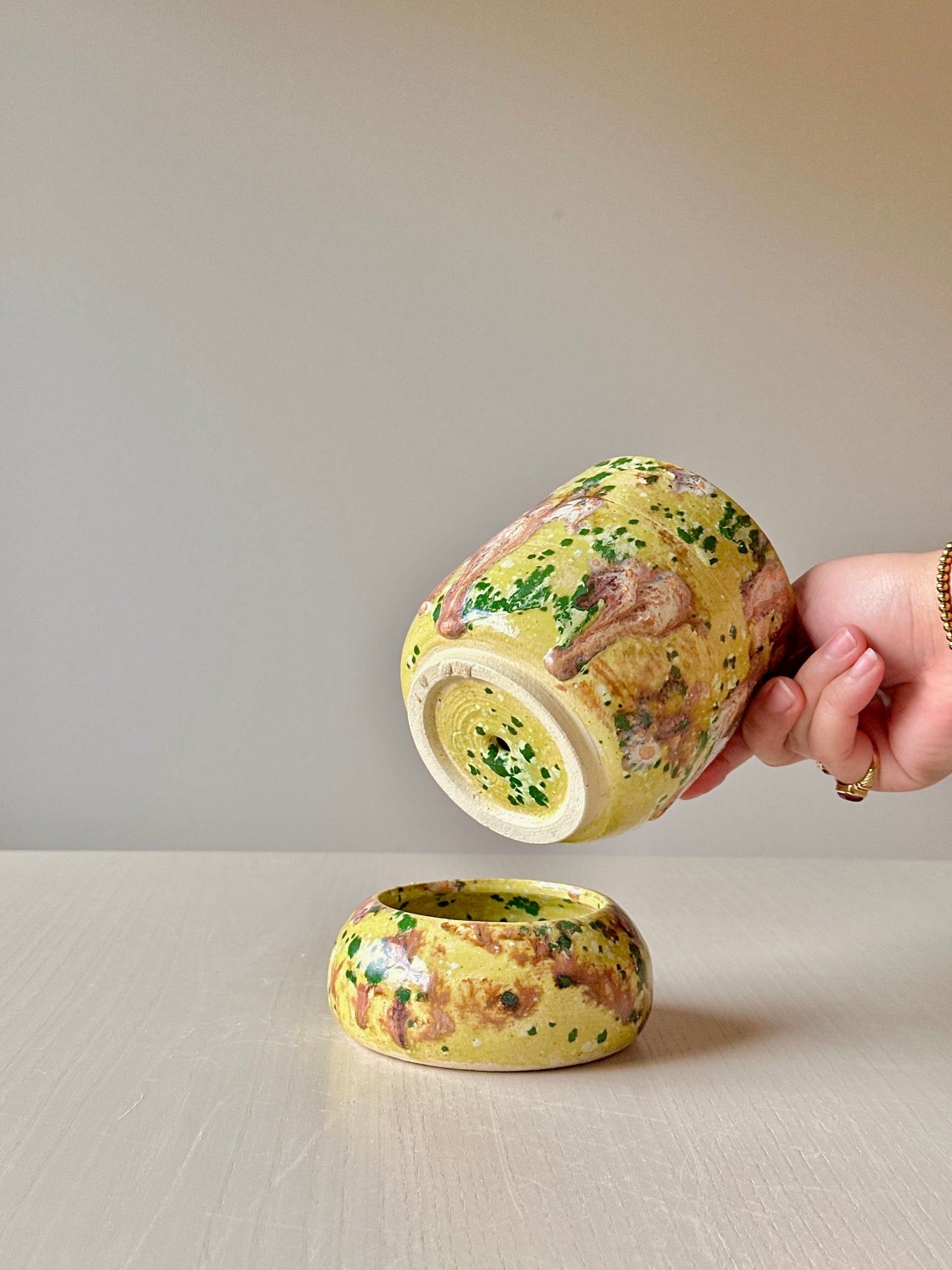 green tiered plant pot